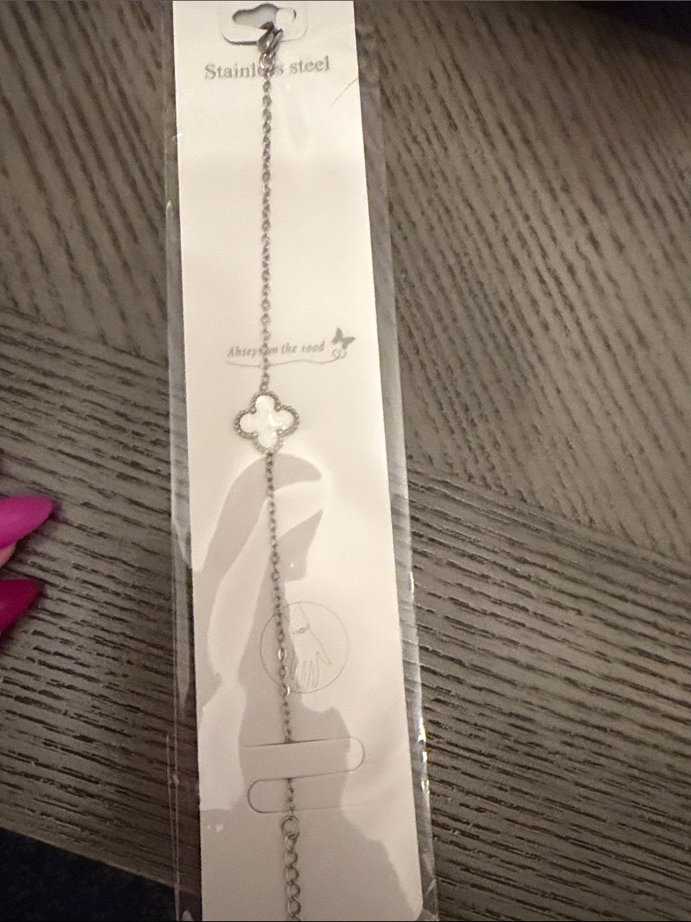 Stainless Steel Clover Pendant Bracelet - Silver